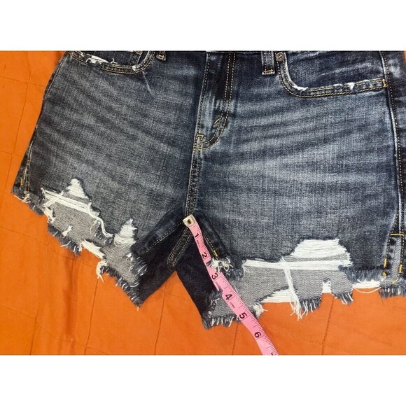 Aerie Blue Distressed Denim High-Rise Cut-Off Women's Shorts Size XS - Picture 7 of 7